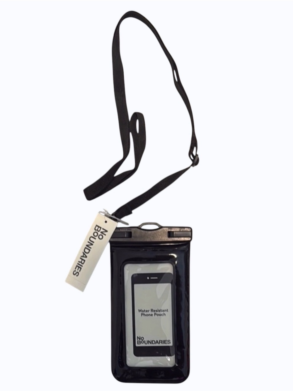 *new* No Boundaries Black Water Resistant Phone Pouch with Lanyard